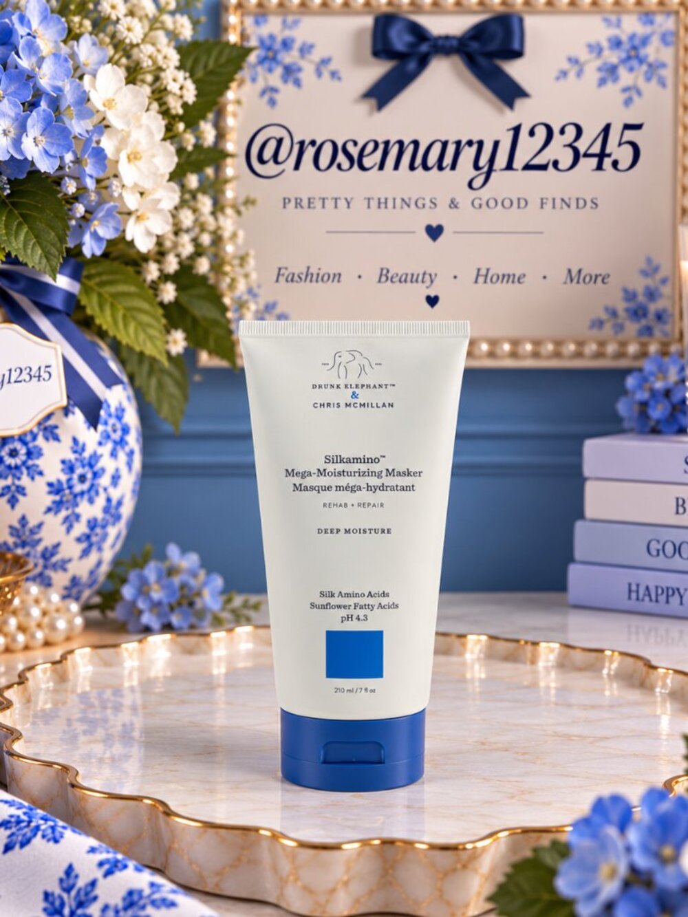Drunk Elephant Silkamino Mega-Moisturizing Masker – Blue and White Packaging